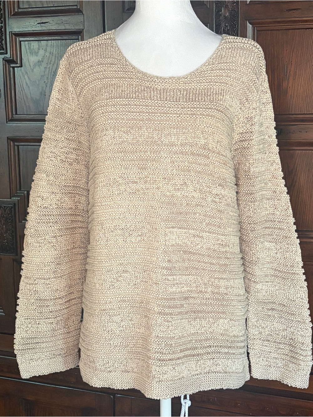 Dana Buchman NWT Beige Textured Scoop Neck Pullover Size XL